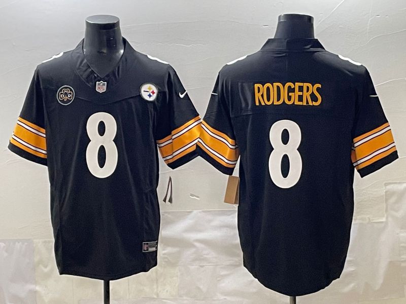 Men 2025 Pittsburgh Steelers #8 Rodgers Black Three generations Nike Limited NFL Jersey style 6->youth mlb jersey->Youth Jersey